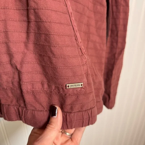 Prana Farin Hooded Pullover Organic Cotton Brick Red Women’s Size Medium - Picture 6 of 12